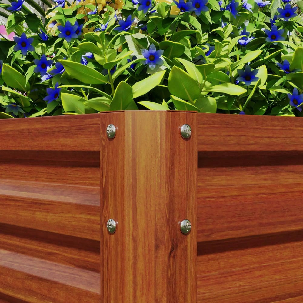 Spaco 2 Pieces Galvanized Raised Garden Bed, 2' x 2' x 1' Metal Planter Box for Outdoor, Brown