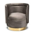 thumbnail image 2 of Baxton Studio Saffi Glam and Luxe Grey Velvet Fabric Upholstered Gold Finished Swivel Accent Chair, 2 of 6