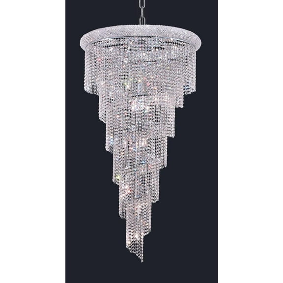 1801 Spiral Collection Chandelier D:30in H:54in Lt:22 Chrome Finish (Royal Cut Crystals)