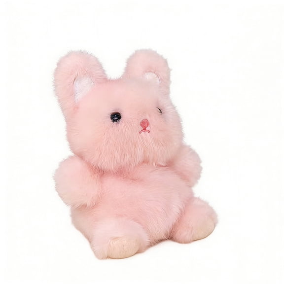 Moocorvic Rabbit Plush, 4.75" Cute Pink Stuff Dolls, Soft Rabbit Stuffed Animal Plushies Table Doll Decoration, Birthday Gift