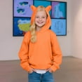 thumbnail image 5 of Riecok Kids Pullover Sweatshirts Long Sleeve Round Neck Solid Color Fashion Casual Tops with Pocket Clothes for Girls and Boys Orange 7 Years, 5 of 8