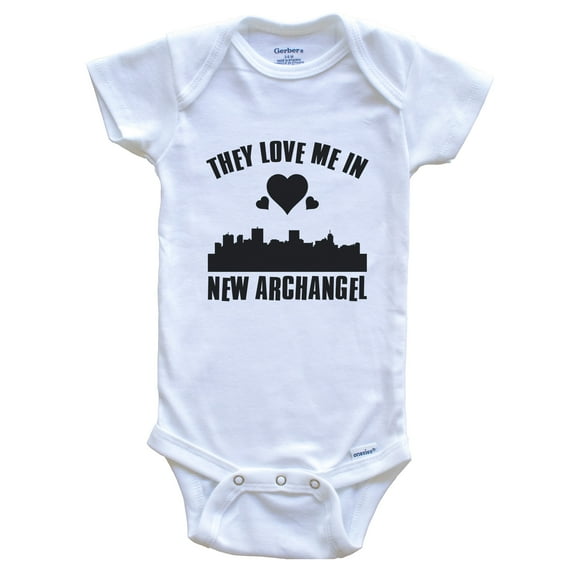 They Love Me in New Archangel Alaska Hearts Skyline Baby Bodysuit, 0-3 months white
