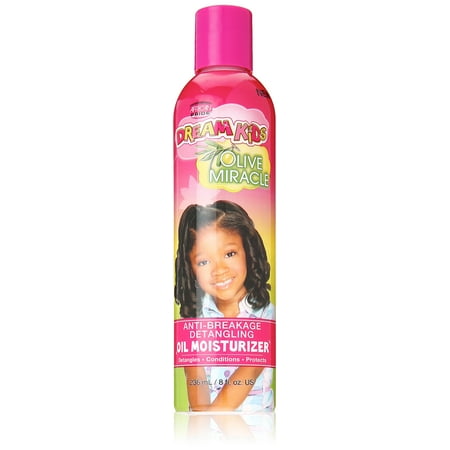 African Pride Dream Kids Olive Miracle Anti-Breakage Detangling Oil Moisturizer - For Wavy, Curly , Coily, Relaxed & Protective Styles. With Olive & Coconut oil, 8 Oz.
