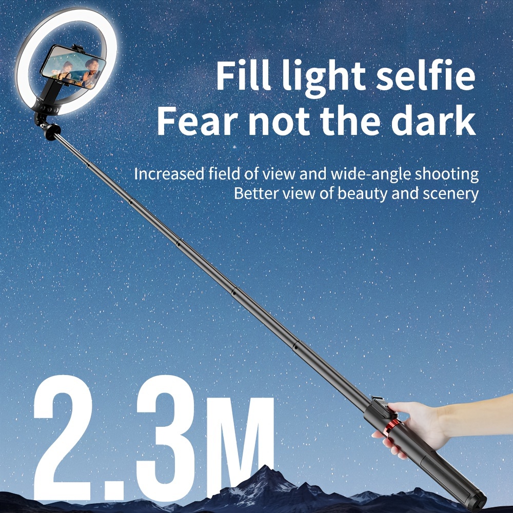 Portable RGB Ring Light with Stand, Selfie Stick, Dual Remotes & Built-in Battery for Live Streaming & Outdoor Events