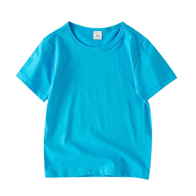 Gibobby Blusa Niños Leggings de verano para niños pequeños, camiseta de manga corta con dibujos animados para , Tops, camiseta de para niño de Color sólido(Azul, 3-4 Años)