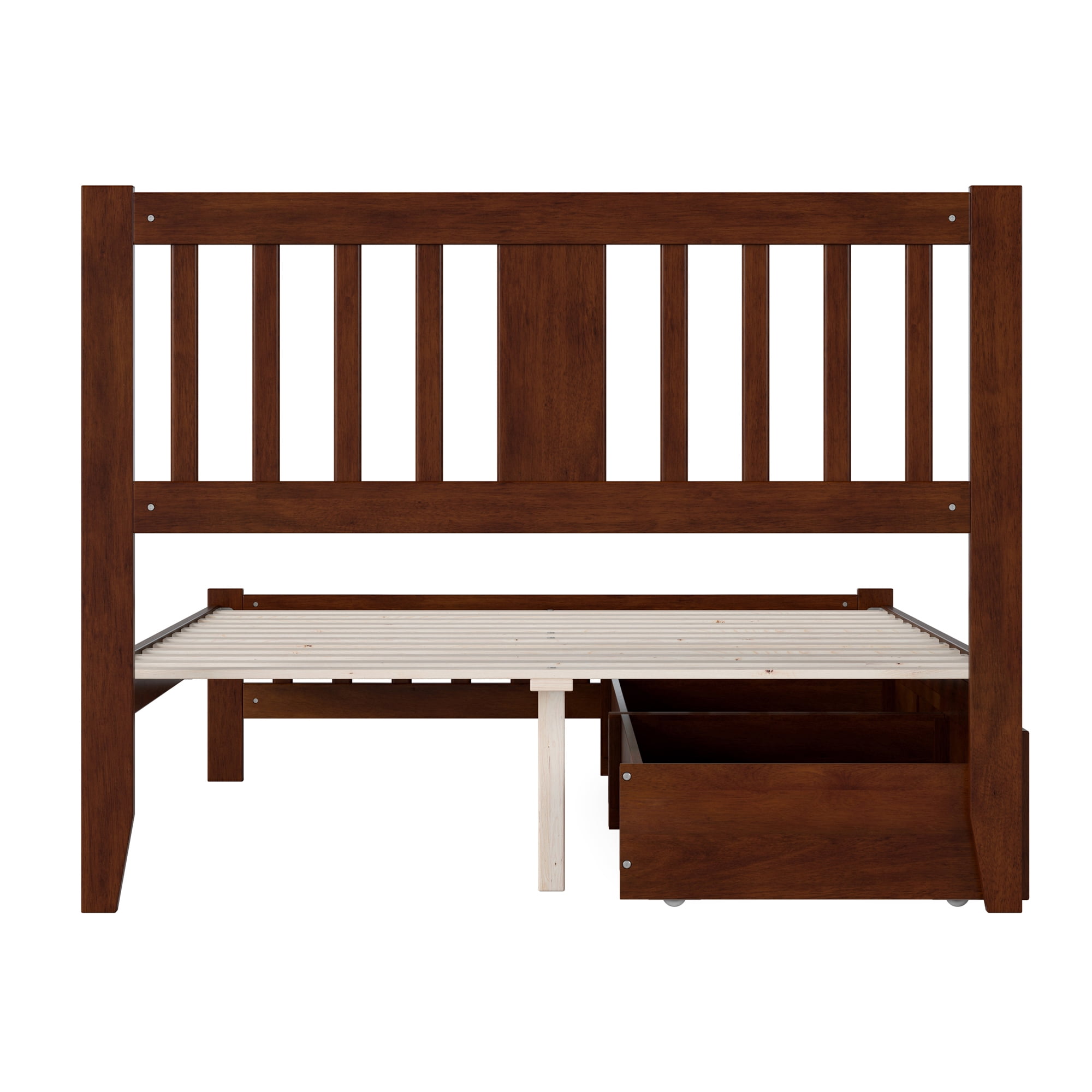 AFI Tahoe Full Wood Platform Bed with Headboard Footboard & 2 Storage Drawers, Walnut