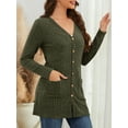 thumbnail image 4 of Fancyglim Women Cardigan Sweater Long Sleeve Button Down Lightweight Brushed Knit Tops with Pockets Green 2XL, 4 of 7