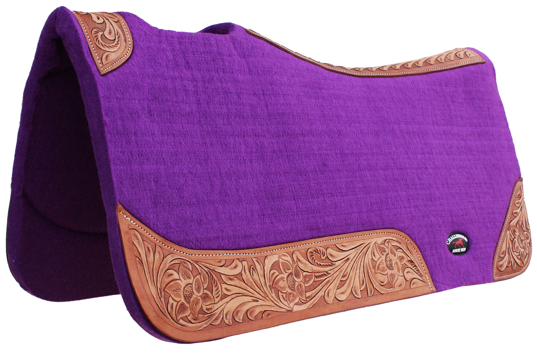 25MM 1" Thick Western Purple  Felt Pad with Leather Lining 32" x 32" 