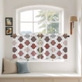 thumbnail image 2 of Moroccan Geometric Tier Curtains 24 Inch Length, Vintage Boho Rhombic Pattern Red Gray Cafe Short Curtains for Bathroom Over Sink, Small Kitchen Curtain Light Filtering Drapes 2 Panels 27.5"Wx24"L, 2 of 8