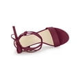 thumbnail image 4 of BLISSFUL STEP Women's Open Toe Lace up Block High Heels Sandals Burgundy 6.5, 4 of 7