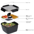 thumbnail image 5 of Greentainer 52 OZ to Go Salad Container Lunch Container, BPA-Free, 3-Compartment for Salad Toppings and Snacks, Salad Bowl with Dressing Container, Built-in Reusable Spoon, Microwave Safe(Black), 5 of 7