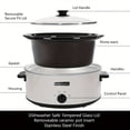 thumbnail image 3 of Homecookin 8qt White Manual Slow Cooker with Black Classic Ceramic Inner Liner, Non-Stick Pot for Dishwasher Safe, 3 of 5