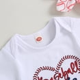 thumbnail image 4 of Okbabeha Baby Boy Girl Baseball Outfits Clothes Short Sleeve Onesie Top+Short Pants Headband 3Pcs Summer Clothing Set, 4 of 7