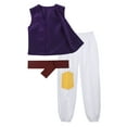thumbnail image 3 of YEAHDOR Kids Boys Halloween Arabian Prince Cosplay Costume Outfit Carnival Theme Party Dress Up Vest with Pants Belt Set Purple 9-10, 3 of 7