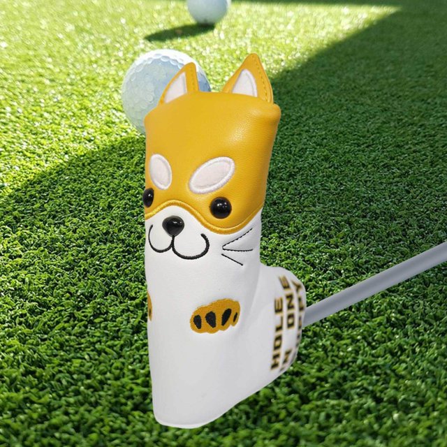 pitrice Golf Putter Headcover Dog Pattern Club Head Cover Cover Protector Non-Slip Protector Yellow