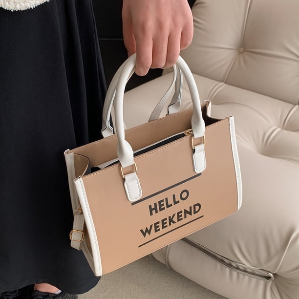Bolso bandolera para mujer, bolso informal con cremallera y estampado de letras, para viajes y vacaciones