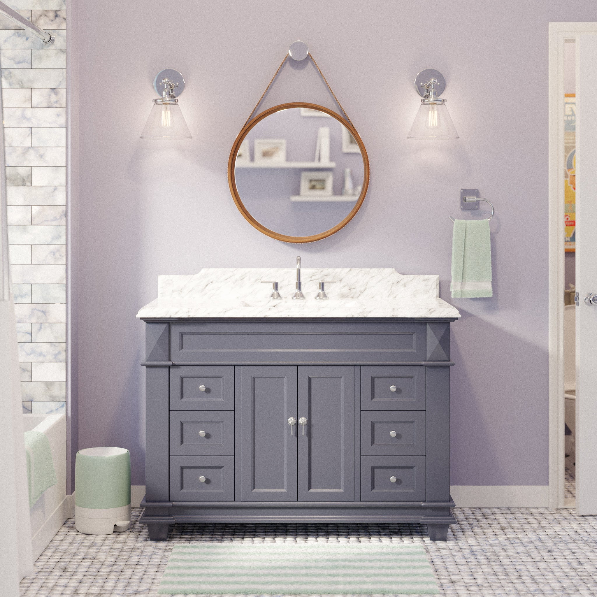 Elizabeth 48" Bathroom Vanity with Marine Gray and Carrara