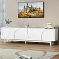 thumbnail image 2 of TV Stand with 4 Doors for TVs up to 78", Atumon Television Stand, Wood TV Cabinet with Adjustable Shelves, Modern Entertainment Center with 5 Legs, TV Stand Furniture for Living Room Bedroom, White, 2 of 10