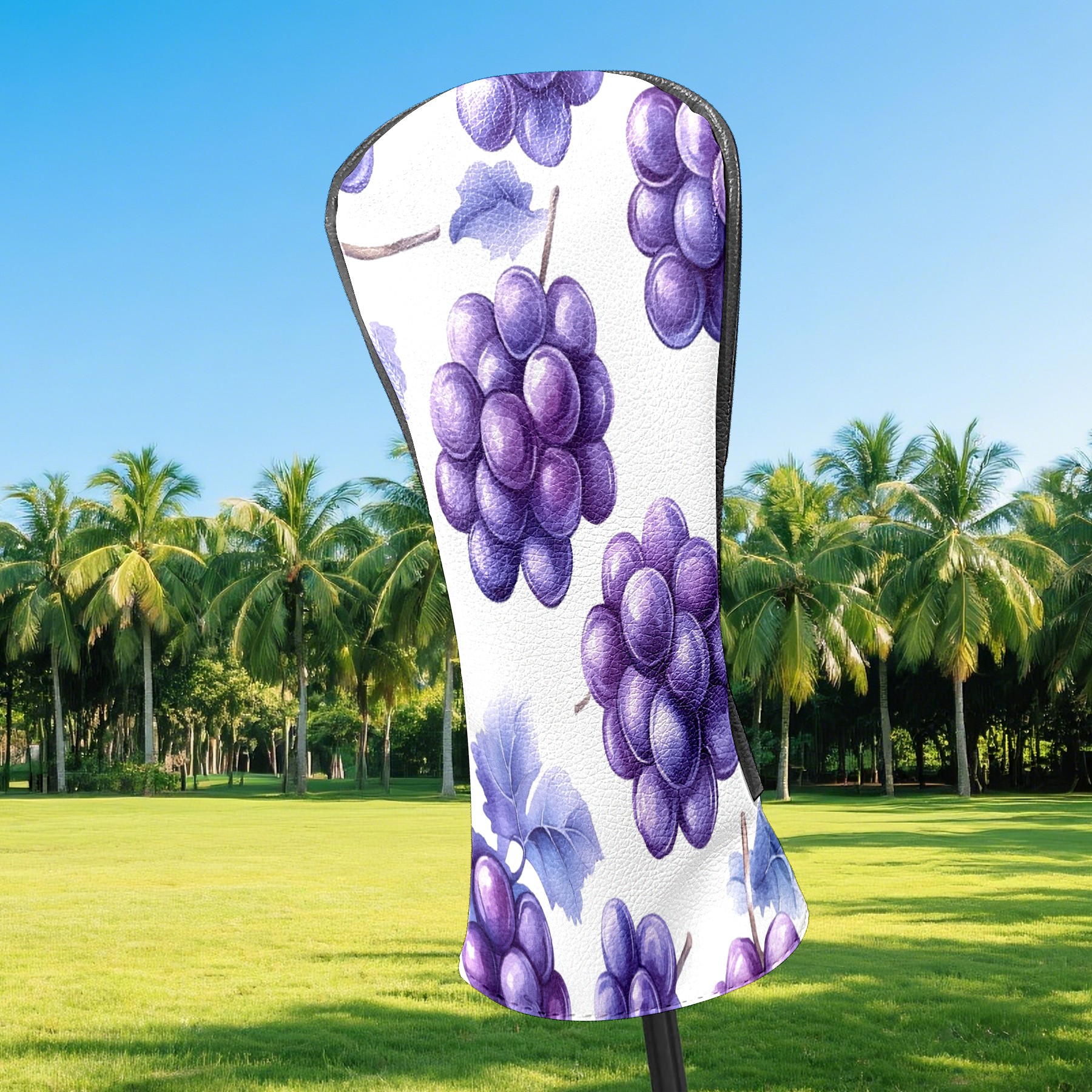 Golf Club Covers PU Leather Waterproof Head Covers for Fairway Woods Hybrids Grape