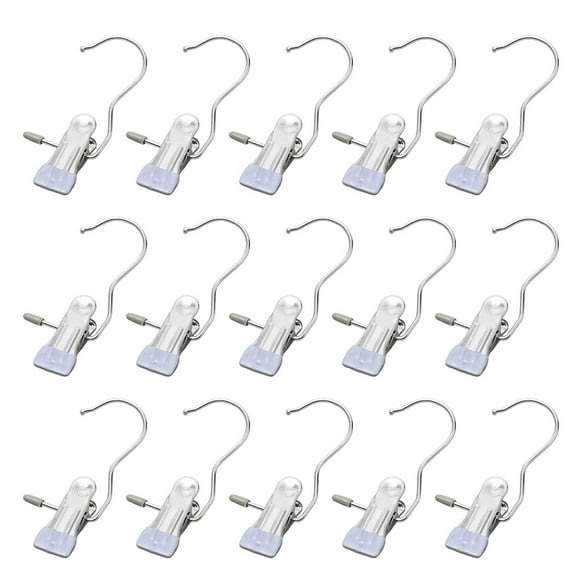 Boot Hanger Clips, 15-Pack Laundry Hanging Hooks Clothes Pins for Closet Organizer, Heavy Duty Hanger Clips for Pants, Socks, Towels, Hats, Boots, and Travel, Space-Saving Clothes Clips for Home Use