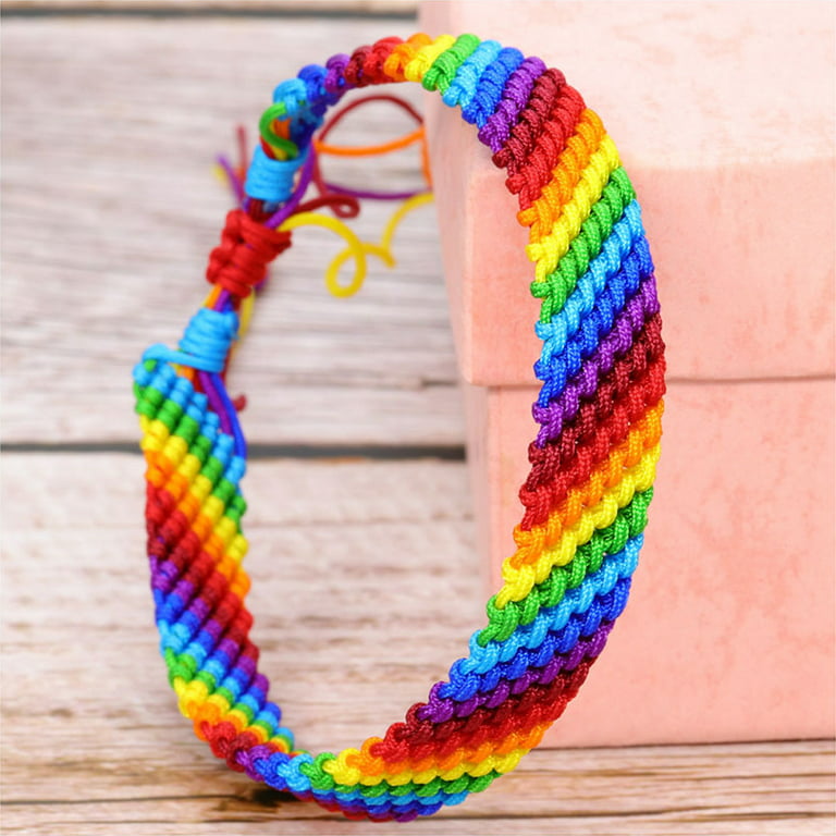 Woven Couple Weave Rainbow Pride Bracelet for Braided Rope Friendship Bracelet Adjustable, Women's, Size: One size, Grey Type