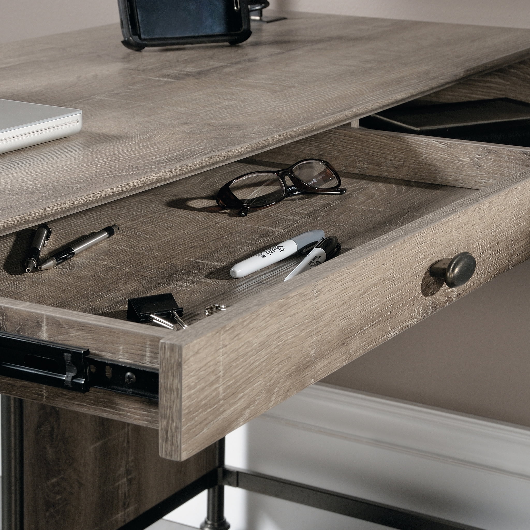 Sauder Canal Street L Shaped Computer Desk, Northern Oak Finish