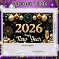 thumbnail image 2 of Gold Silver Theme Happy New Year Banner Festive Style 2026 New Year Display Decorative Ornaments Clock New Year Backdrop for New Year Party Holiday Celebration Indoor Decoration, 2 of 9