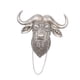 thumbnail image 4 of Escultura de pared con cabeza de animal de resina, diseño de búfalo, decoración espacial 3D, cabeza de búfalo pequeña, de resina para sofá, Plata, 4 of 9