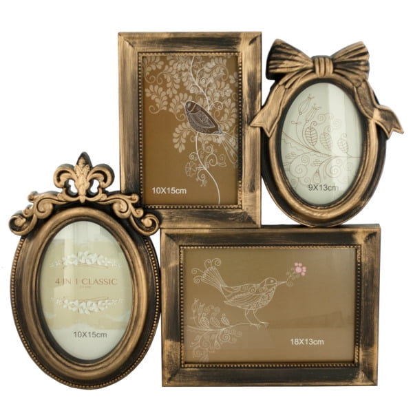 Decorative Gold Brushed Collage Photo Frame (Pack Of 4)