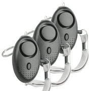 EEEkit 3pcs Self Defense Personal Whistle Alarm Keychain 130DB Siren Safety LED, Black