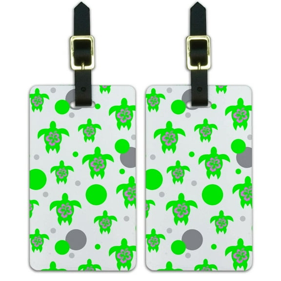 Graphics and More Hibiscus Turtle Luggage Suitcase Carry-On ID Tags Set of 2