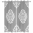 thumbnail image 4 of Outdoor Curtains for Patio Waterproof Gray Flower Indoor/Outdoor Curtain Tiebacks Classical Luxury Abstract Art Privacy Curtain Sun Block Grommet Drapes for Pergolas Gazebo Porch 2 Panel 54x108 Inch, 4 of 9