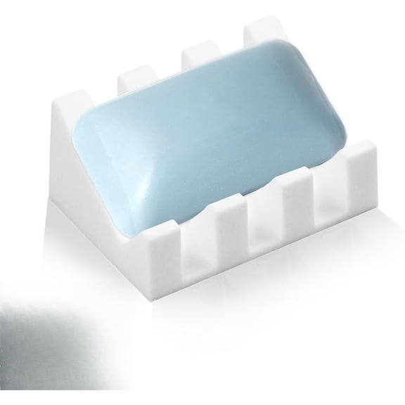 MORAVE Self Draining Silicone Soap Dish Holder, Keep Soap Bars Dry Extend Soap Life Easy Cleaning for Bathroom, Kitchen, Sponges