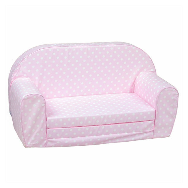 Delsit Canapé pour Tout-Petit 2 en 1, Sofa en Mousse pour Enfant à Ouverture Rabattable, Pois Roses