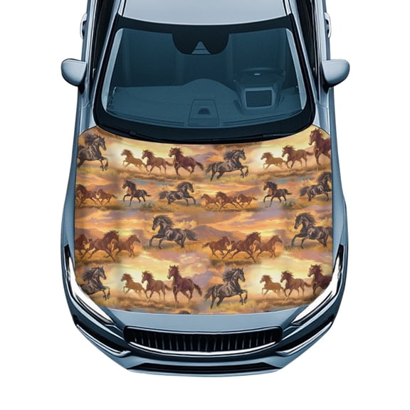 Eheartsgir Running Horse Hood Covers for Cars Removable Automotive Accessories Waterproof Car Hood Covers All-Season Protection for Cars Decor