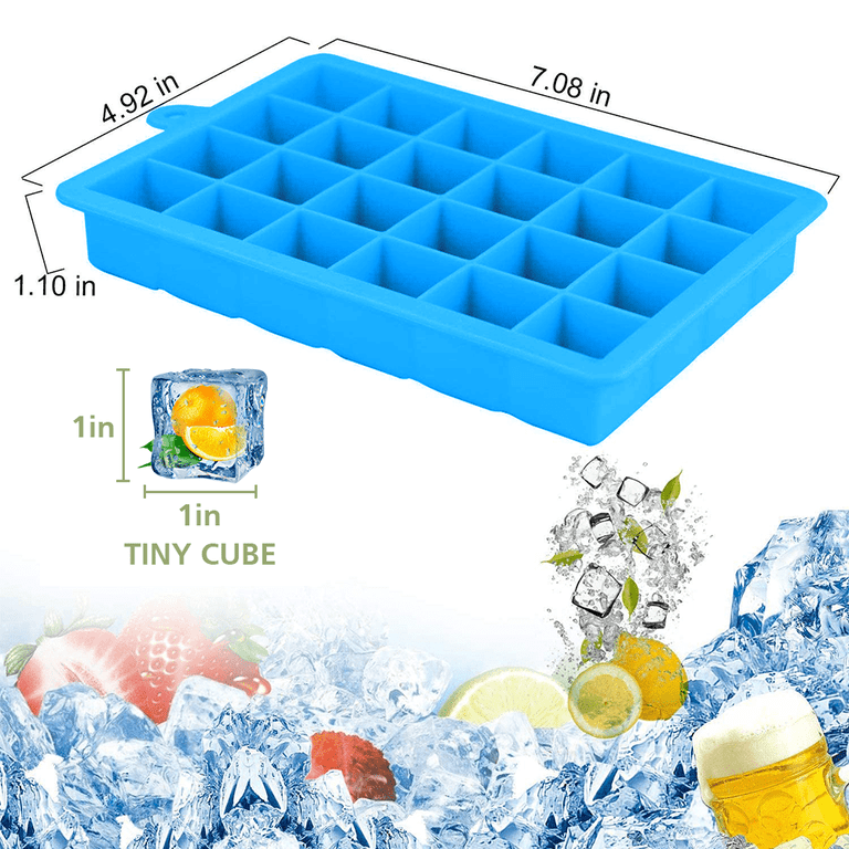 Bcooss Silicone Ice Cube Trays with Lids for Freezer 3 Pack, Silicone Mold Tray Each with Mini 24 Ice Box for Drinks, Green