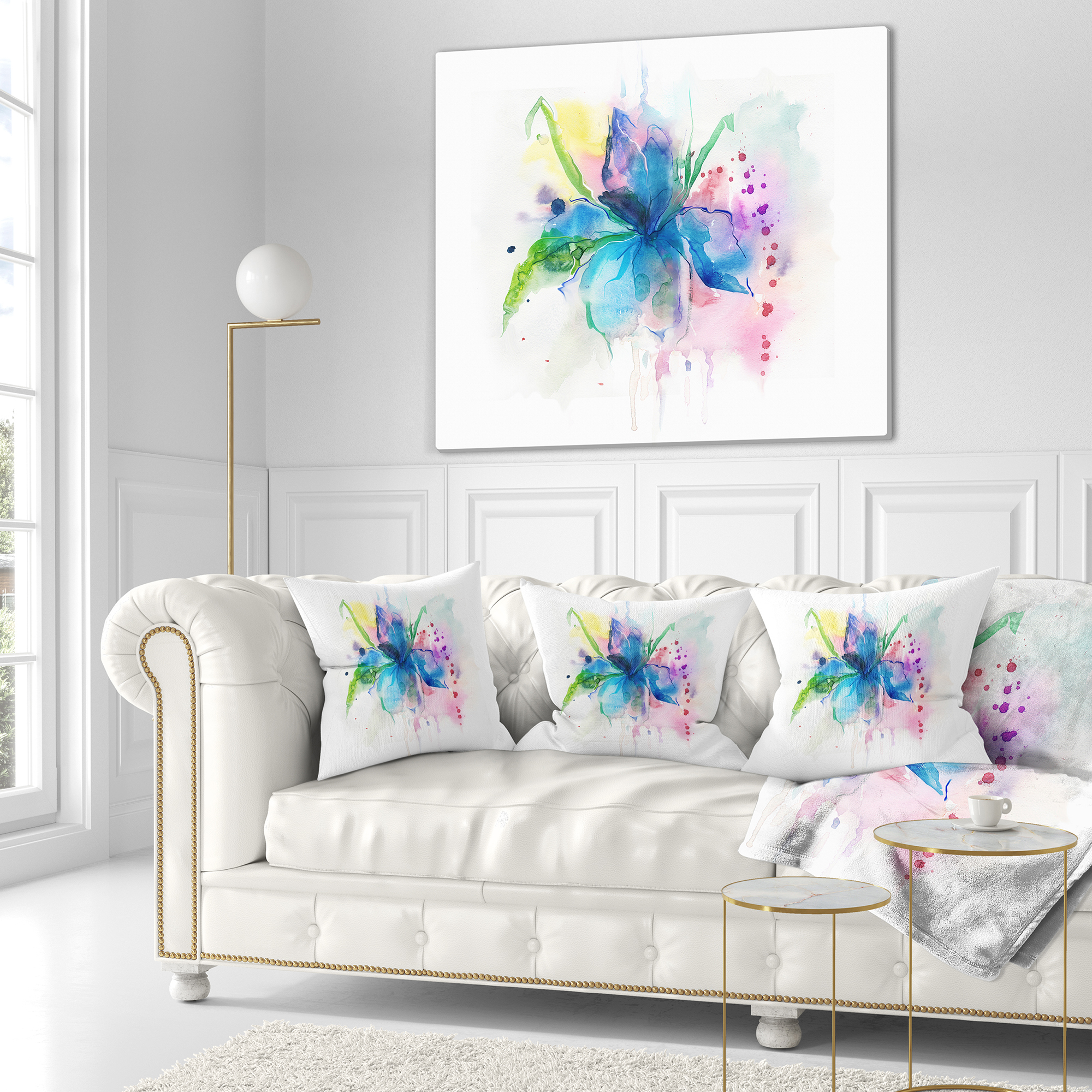 Designart Iris Watercolor Illustration Art - Animal Throw Pillow - 18x18