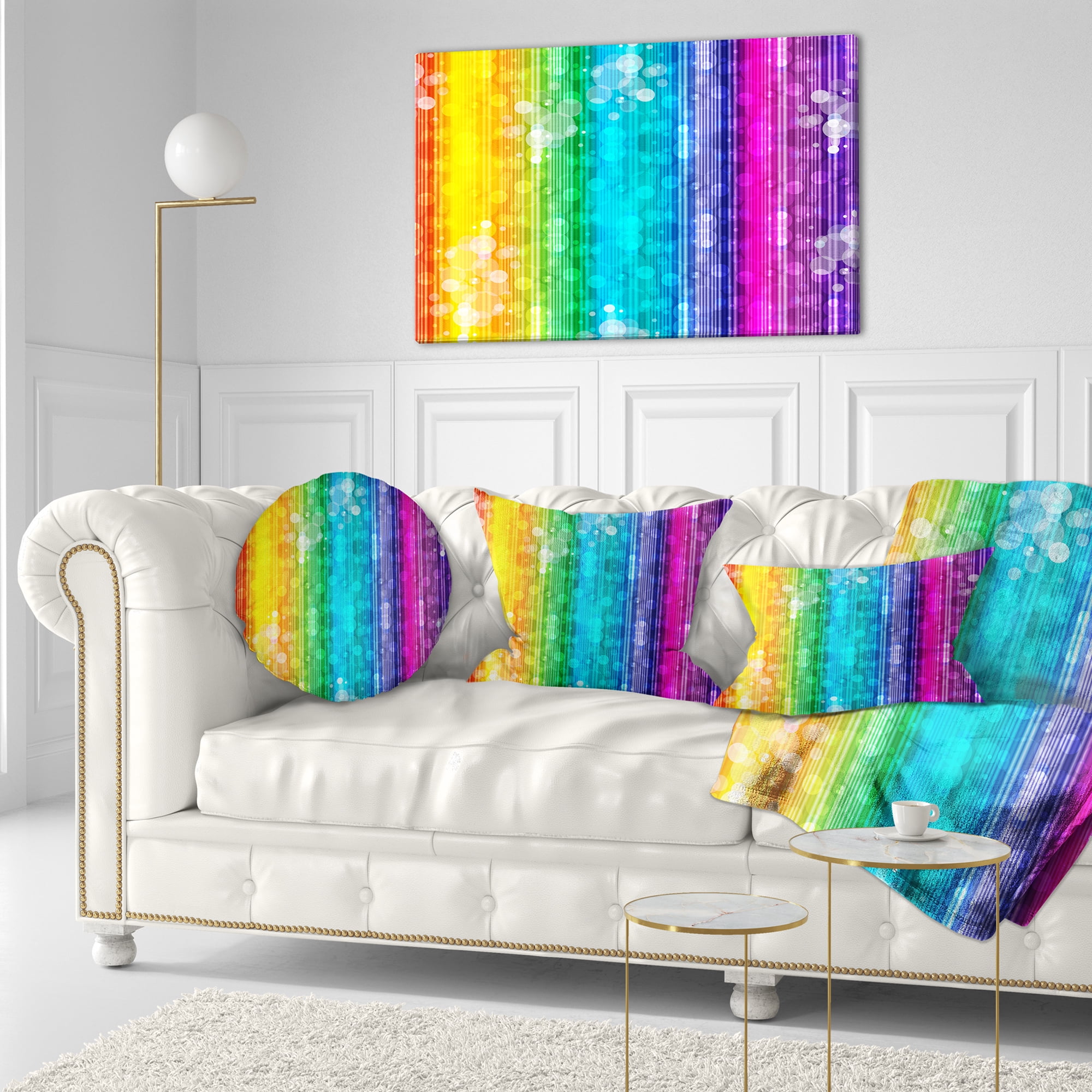 Designart Rainbow Effects Illustration - Abstract Throw Pillow - 12x20
