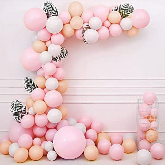 MMTX Valentines Pink White Balloon Arch, Pastel Pink Balloon Garland Kit for Valentines Day Birthday Wedding Engagement Decoration