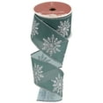 thumbnail image 6 of Northlight Green with Glitter Snowflakes Wired Craft Christmas Ribbon 2.5" x 10 Yards, 6 of 8