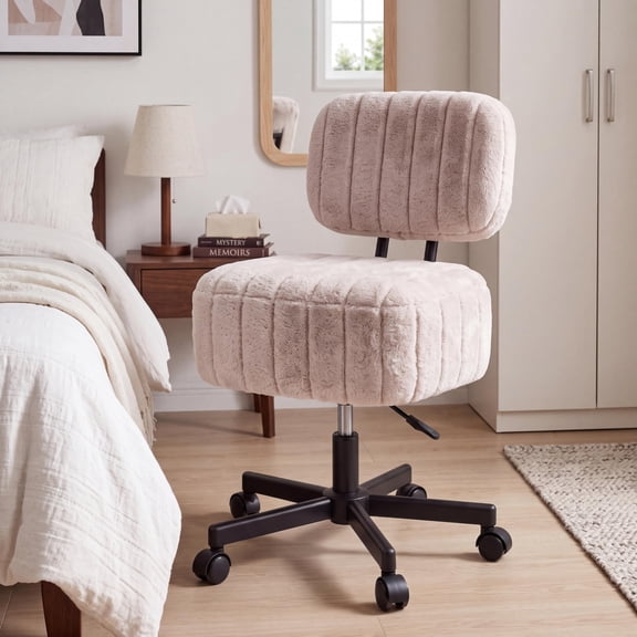 Plush Velvet Vanity Chair with Hidden Storage and Backrest, Adjustable Swivel Rolling Ergonomic Makeup Chair for Bedroom, Living Room and Dorm