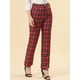 thumbnail image 2 of Pantalones a cuadros casuales para mujer, bolsillos, pierna recta, trabajo, oficina, pantalones negro rojo L, 2 of 6