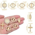 thumbnail image 4 of 30pcs 6 Styles，Alloy Mixed Rhinestone Religious Cross and Center Miraculous Medal Charms Our Lady Virgin Mary Jesus Pendant Links for DIY Rosary Beads Necklace Jewelry Making，Golden, 4 of 8