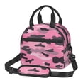 thumbnail image 2 of Portable Cross-Body Insulated Lunch Bag 9×5×7.8in Waterproof And Wear-Resistant Can Be Reused For Picnic Work Out Use Texture Military Camouflage Pattern Abstract Pink_1, 2 of 8