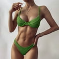 thumbnail image 2 of Elainilye Fashion Swimwear for Women Sexy High Breast Contrast Solid Split Bikini Set Two Piece Swimsuit Sets,Green, 2 of 8