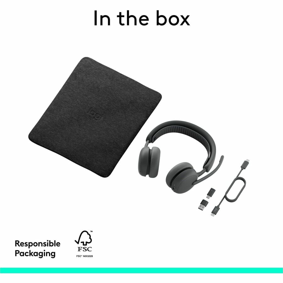 Logitech Zone Wireless 2 ES for Business, Noise-Canceling Wireless Headset with Adaptive Hybrid ANC, Zoom & Google Certified, USB-C & USB-A,Graphite