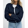 thumbnail image 6 of PRETTYGARDEN Women's Faux Suede Cropped Jacket Casual Fall Fashion Button Down Winter Coats Outerwear Trendy Clothes, 6 of 9