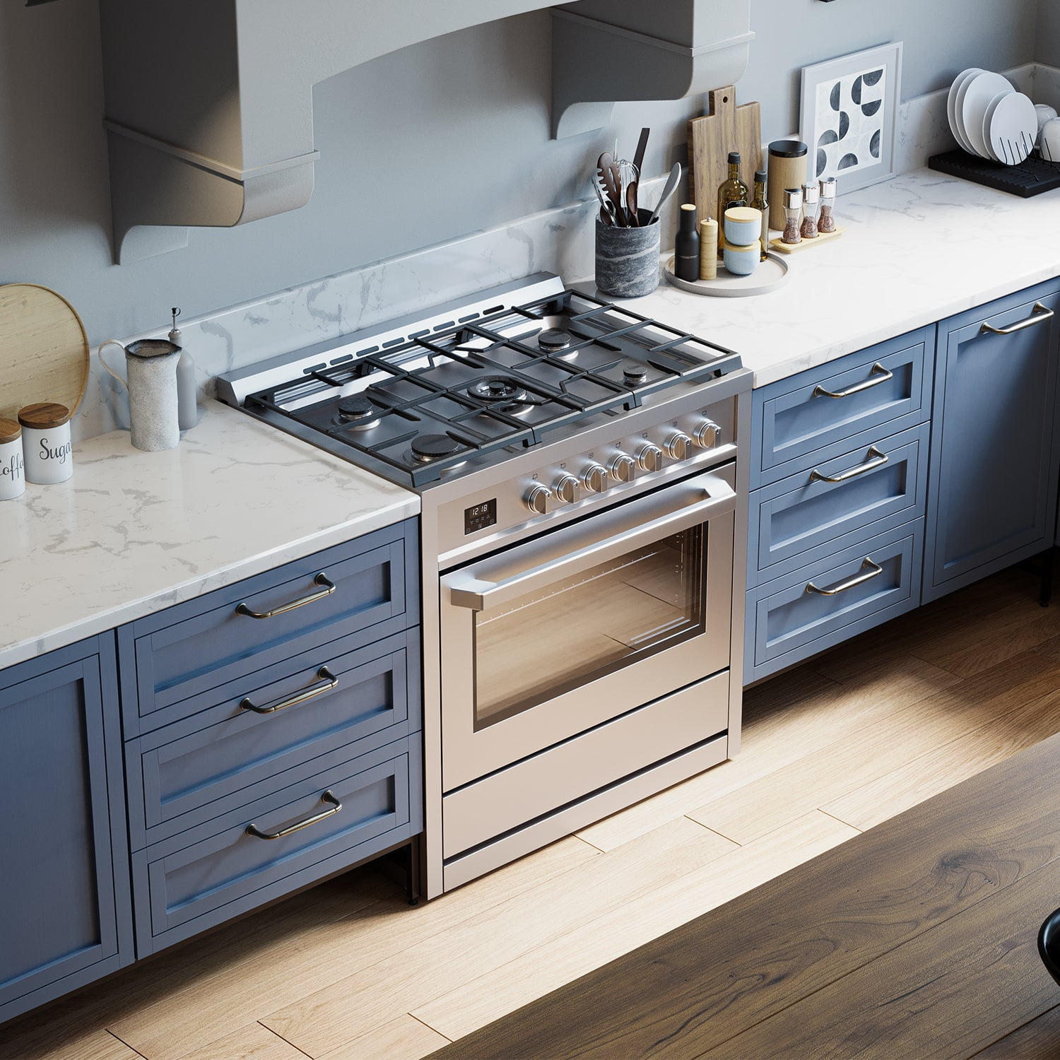 Rangaire RRG361TS 36" Gas Range Oven with Timer - Stainless Steel, Sealed Burners, Convection Fan, Easy Reach Racks