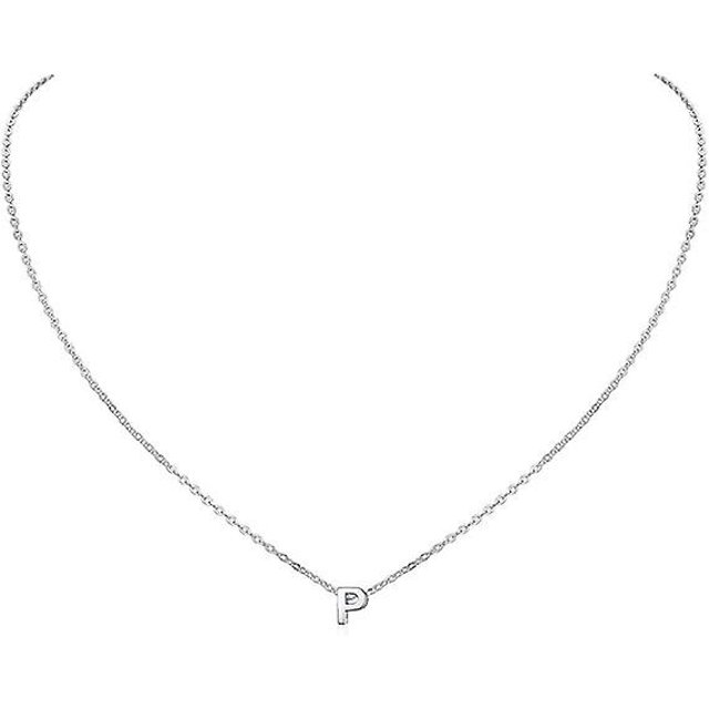 1 gargantilla con letra P inicial para mujer, plata de ley 925/chapado en oro, joyería con nombre y monograma