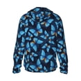 thumbnail image 3 of Daiia Blue Butterfly UPF 50+ Sun Protection Hoodie Jacket Lightweight Long Sleeve Sun Shirt for Women Men with Pocket Hiking Outdoor-Medium, 3 of 9